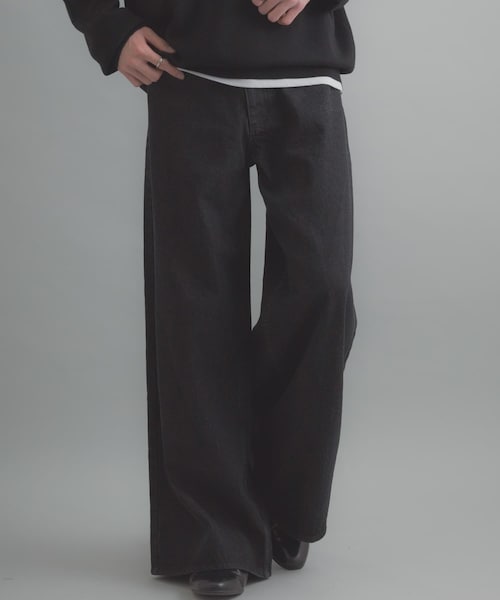 SENSE OF PLACE by URBAN RESEARCH（センスオブプレイスバイアーバンリサーチ）の「『一部WEB限定カラー』『ユニセックス』ヴィンテージライクデニムワイドパンツ（デニムパンツ・メンズ・BLACK/D.INDIGO/L.KHAKI/OW BLACK/ONE WASH・M/L/XL）」の22枚目の写真