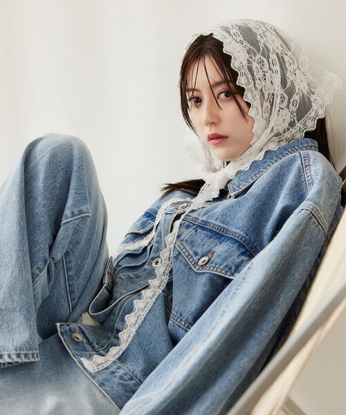 VIS(ビス)の「三角レーススカーフ(バンダナ/スカーフ・レディース・オフホワイト・F)」の22枚目の写真