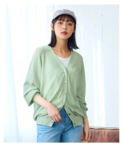 nissen（ニッセン）の「大きいサイズ ひんやりサマーニットオーバーサイズカーディガン（UVカット・接触冷感・遮熱）（カーディガン/ボレロ・レディース・ミントグリーン/黒/モカグレー/ディープブルー・L/LL/3L/4L/5L/6L/8L/10L）」の22枚目の写真