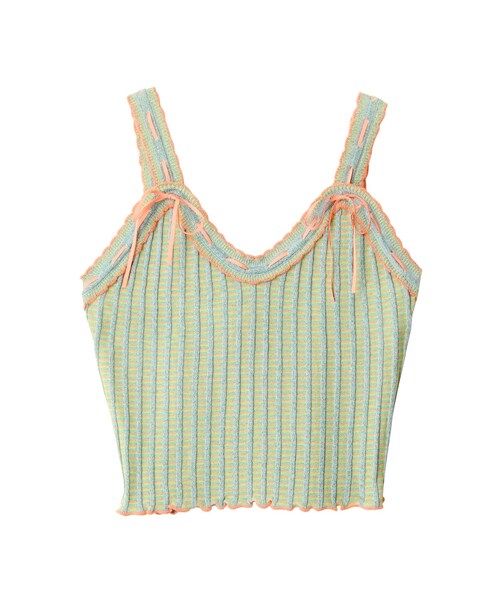 PAMEO POSE(パメオポーズ)の「KITTEN GLITTER STRIPE KNIT BUSTIER(キャミソール・レディース・ブラック/レッド/ピンク/ライトグリーン/スカイブルー・F)」の2枚目の写真