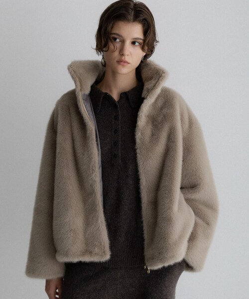 URBAN RESEARCH Sonny Label（アーバンリサーチサニーレーベル）の「フェイクファースタンドブルゾン（ブルゾン・レディース・アッシュグレー/ブラウン・Free）」の4枚目の写真