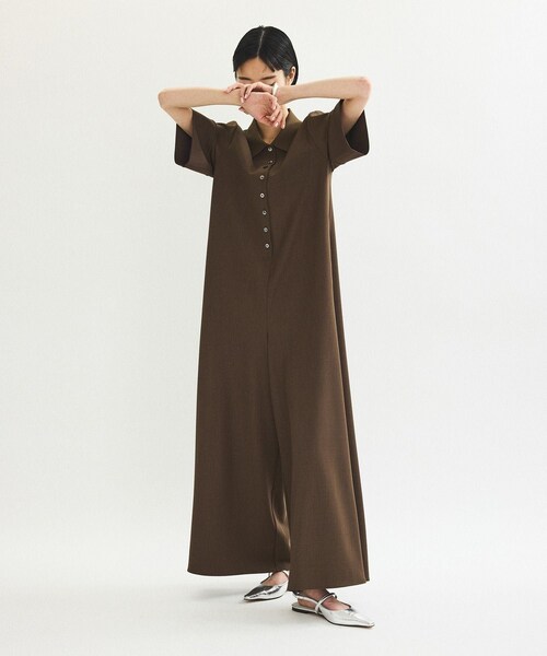 ADAM ET ROPE'（アダムエロペ）の「【WEB限定】・【定番】ポロシャツオールインワン（つなぎ/オールインワン・レディース・ブラック/ダークブラウン/ネイビー・36/38）」の10枚目の写真