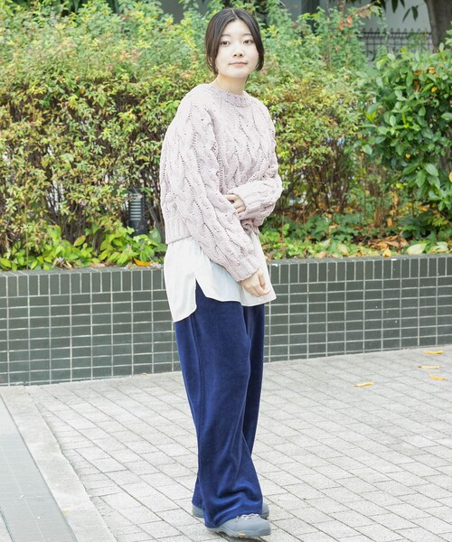 EKAL（エカル）の「ケーブルモールニットプルオーバー（ニット/セーター・レディース・L.ブルー/L.グレー/ブラック・One）」の22枚目の写真