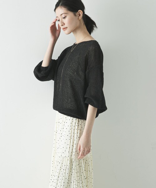 URBAN RESEARCH(アーバンリサーチ)の「ペーパーヤーンボートネックニット(ニット/セーター・レディース・WHITE/SAX/CHARCOAL・Free)」の16枚目の写真