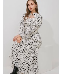 MERCURYDUO | 2WAYペイントドットシャーリングロングスリーブワンピース(ワンピース)