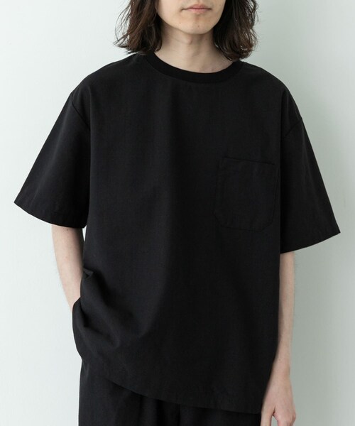 URBAN RESEARCH Sonny Label（アーバンリサーチサニーレーベル）の「接触冷感リネン混ショートスリーブTシャツ（Tシャツ/カットソー・メンズ・ストライプ/チャコール/ブラック・M/L/XL）」の5枚目の写真