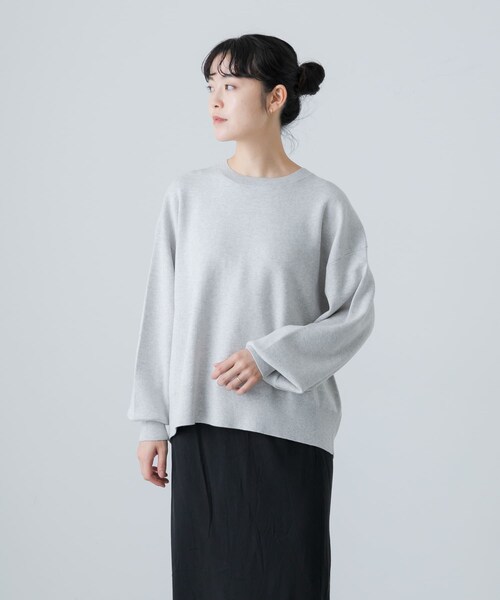 かぐれ（カグレ）の「『ユニセックス』コットンカシミヤスムースニットプルオーバー（ニット/セーター・レディース・GRAY/OATMEAL・1/2）」の5枚目の写真