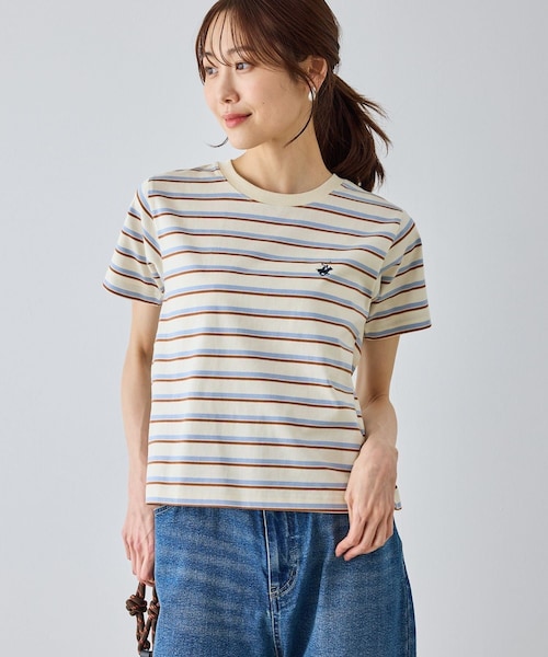 ROPE' PICNIC(ロペピクニック)の「【BEVERLYHILLS POLO CLUB・一部店舗限定】アイコン刺繍コンパクトTシャツ(Tシャツ/カットソー・レディース・チャコール/キナリ/ネイビー/オフホワイト・F/M)」の1枚目の写真