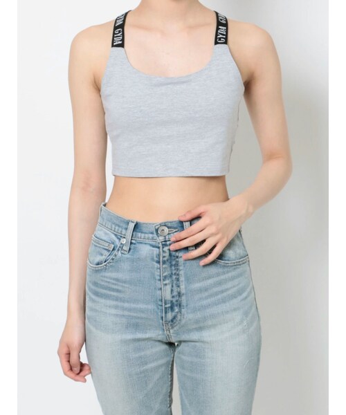 GYDA（ジェイダ）の「GYDA LOGO テープBACKクロスビスチェ（キャミソール・レディース・オフホワイト/ブラック/グレー・F）」の5枚目の写真