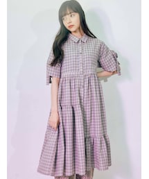 merry jenny | スリーブリボンアシメチェックワンピース(ワンピース)