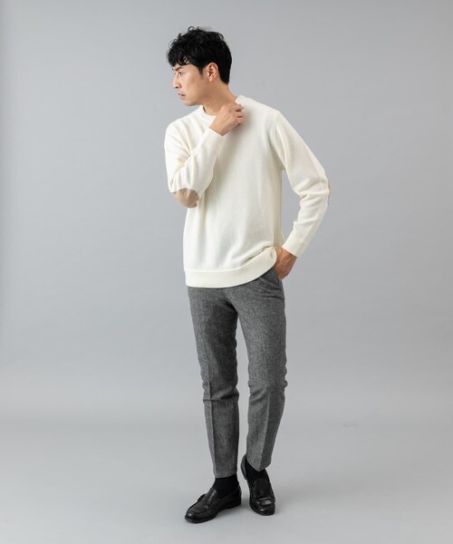 URBAN RESEARCH ROSSO（アーバンリサーチロッソ）の「『XLサイズあり』ハミルトンラムズウールエルボーパッチニット（ニット/セーター・メンズ・BLACK/BEIGE/GREIGE/NAVY/BLUE/WHITE/CHARCOAL・S/M/L/XL）」の11枚目の写真