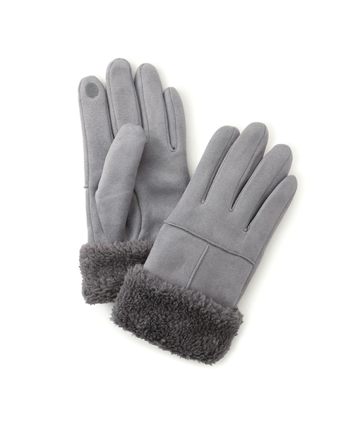 VIS（ビス）の「スマホタッチ刺繍付きムートングローブ（手袋・レディース・ブラック/グレー/ベージュ・F）」の2枚目の写真