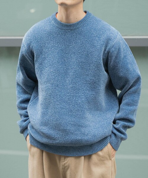 ITEMS URBANRESEARCH（アイテムズ アーバンリサーチ）の「ダブルフェイスシェニールクルーネックニット（ニット/セーター・メンズ・WHT/BLUE GRAY/GREIGE/INK BLACK・M/L）」の4枚目の写真
