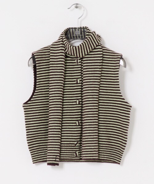 URBAN RESEARCH(アーバンリサーチ)の「TAN CASHMERE STRIPED KT VEST(ニット/セーター・レディース・WINExLT GN/BLACK・FREE)」の2枚目の写真