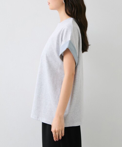 VIS(ビス)の「【WEB限定】天竺袖配色Tシャツ(Tシャツ/カットソー・レディース・ブラック/ライトグレー/オフホワイト・F)」の21枚目の写真