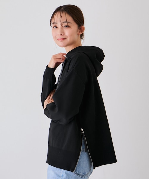 Jayro(ジャイロ)の「軽量ニットフーディー(パーカー・レディース・ブラック/オフホワイト/キャメル・F)」の8枚目の写真