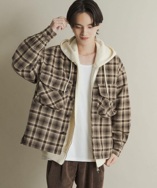 SENSE OF PLACE by URBAN RESEARCH(センスオブプレイスバイアーバンリサーチ)の「ヘビーネルチェックシャツジャケット(テーラードジャケット・メンズ・NVY×ORG/BRN×BEG・M/L)」の19枚目の写真