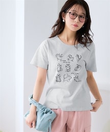 nissen | 【綿１００％】プリントTシャツ（接触冷感・UVカット）（選べる柄）＜大きいサイズ有＞(Tシャツ/カットソー)