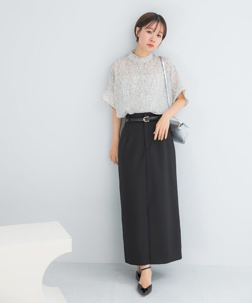 URBAN RESEARCH ROSSO（アーバンリサーチロッソ）の「ベルト付ツイルストレッチスカート（スカート・レディース・WHITE/BLACK・36/38）」の14枚目の写真