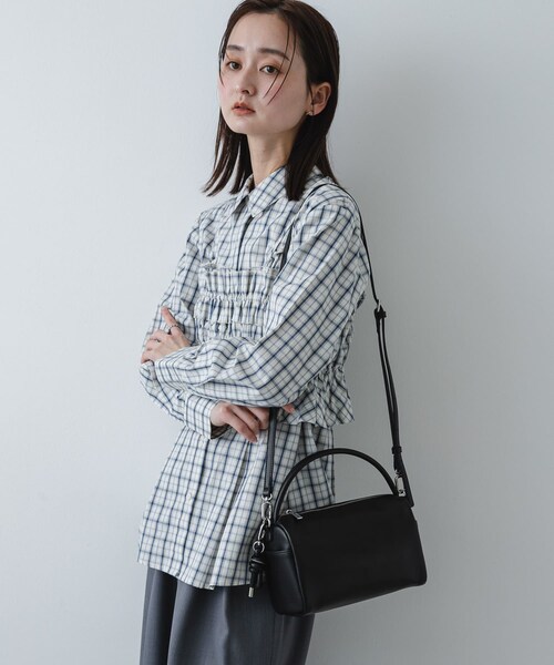 SENSE OF PLACE by URBAN RESEARCH（センスオブプレイスバイアーバンリサーチ）の「ラウンドスクエアソフトバッグ（ハンドバッグ・レディース・BLACK/GREIGE/MUSTARD・One）」の6枚目の写真
