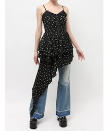 EVRIS | レースドッキングアシンメトリーミニワンピース(ワンピース)