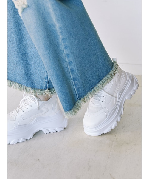 jouetie（ジュエティ）の「ボリュームソールスニーカー（スニーカー・レディース・オフホワイト/ブラック・M/L）」の8枚目の写真