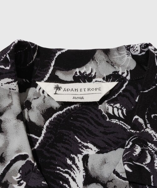 ADAM ET ROPE'(アダムエロペ)の「BLACK ALOHA レーヨンチリメンオープンカラーシャツ(シャツ/ブラウス・メンズ・ブラック系・L/M)」の10枚目の写真