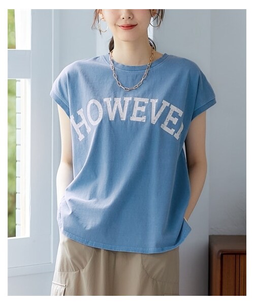 nissen（ニッセン）の「大きいサイズ 綿１００％ピグメント加工ロゴTシャツ（Tシャツ/カットソー・レディース・オフホワイト/セピアグレー/ブルーグレー・L/LL/3L/4L/5L/6L/8L/10L）」の6枚目の写真