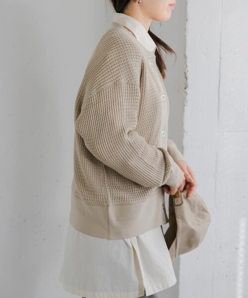 URBAN RESEARCH DOORS(アーバンリサーチドアーズ)の「FORK&SPOON ワッフルカーディガン(カーディガン/ボレロ・レディース・NAVY/BEIGE/MINT・1)」の8枚目の写真