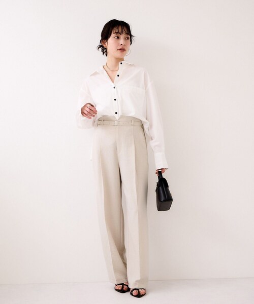 VIS（ビス）の「【WEB限定】美easyリネンライクベルテッドストレートパンツ/イージーケア・接触冷感（その他パンツ・レディース・ブラック/グレー/キナリ/ピンク・L/M/S/SS）」の6枚目の写真