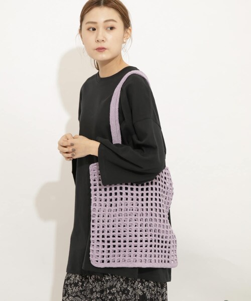 SENSE OF PLACE by URBAN RESEARCH（センスオブプレイスバイアーバンリサーチ）の「ハンドニットトート（トートバッグ・レディース・LAVENDER/IVORY/L.KHAKI・FREE）」の3枚目の写真