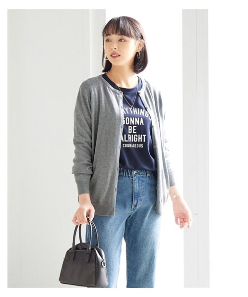 nissen（ニッセン）の「大きいサイズ綿100％洗濯機で洗えるカーディガンアンサンブル対応（カーディガン/ボレロ・レディース・ネイビー/杢チャコールグレー/ミルキーオレンジ/アッシュブルー・L/LL/3L/4L/5L/6L/8L/10L）」の8枚目の写真