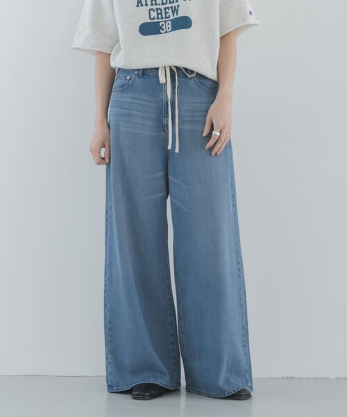 URBAN RESEARCH Sonny Label（アーバンリサーチサニーレーベル）の「リヨセルコットンドロストワイドデニム（デニムパンツ・レディース・インディゴ/ライトインディゴ・34/36/38）」の3枚目の写真