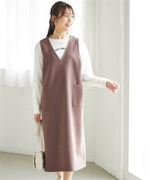 nissen | 大きいサイズフェイクウールジャンパースカート(ワンピース)