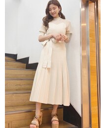 MERCURYDUO | シアースリーブプリーツニットワンピース(ワンピース)