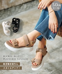 nissen | バックルベルト厚底サンダル（低反発中敷）(サンダル)