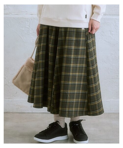 nissen（ニッセン）の「moz(モズ)ネルチェックフレアスカート＜大きいサイズ有＞（スカート・レディース・グリーン系チェック/ブラック系チェック・S/M/L/LL/3L/4L/5L/6L）」の17枚目の写真