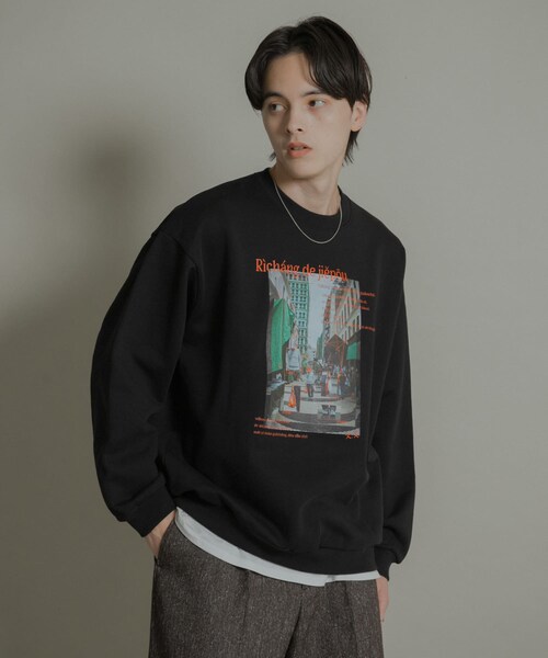 SENSE OF PLACE by URBAN RESEARCH(センスオブプレイスバイアーバンリサーチ)の「City graphic crew-neck Sweat(スウェット・メンズ・BLACK/GRAY/BLUE・M/L)」の5枚目の写真