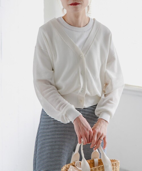URBAN RESEARCH DOORS（アーバンリサーチドアーズ）の「FORK&SPOON　ペーパーニットカーディガン（カーディガン/ボレロ・レディース・IVORY/BROWN/BLUE・1）」の8枚目の写真