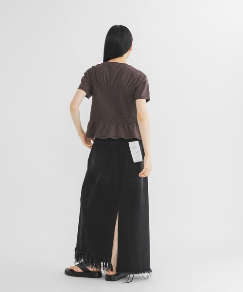 KBF（ケイビーエフ）の「シャーリングデザインプリントTEE（Tシャツ/カットソー・レディース・IVORY/BROWN/BLUE・One）」の19枚目の写真