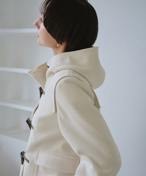 ROPE' PICNIC（ロペピクニック）の「ジャージーメルトンシリーズ ファー付きショートダッフルコート/リンクコーデ（ダッフルコート・レディース・キナリ/ブラウン系/ネイビー・L/M）」の18枚目の写真