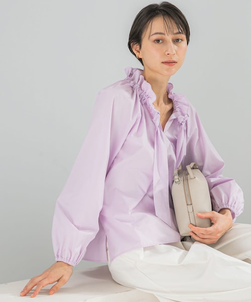 URBAN RESEARCH ROSSO（アーバンリサーチロッソ）の「フリルネックシャツブラウス（シャツ/ブラウス・レディース・WHITE/L/PURPLE/CHARCOAL・Free）」の3枚目の写真
