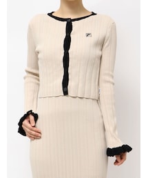 LAGUNAMOON | 【FILA別注】ドライタッチバイカラーフリルデザインニットカーディガン(カーディガン/ボレロ)