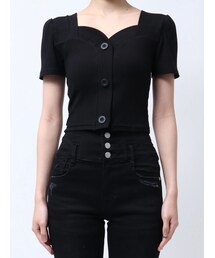 EMODA | フロントボタンショートリブトップ(Tシャツ/カットソー)