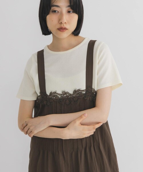 KBF（ケイビーエフ）の「2WAYレースアップトップス（Tシャツ/カットソー・レディース・IVORY/BLACK/TOP GRAY・One）」の8枚目の写真