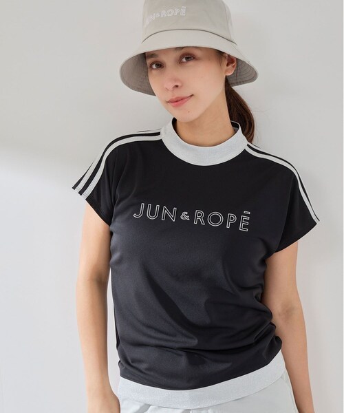 ROPE'（ロペ）の「【接触冷感】【吸水速乾】フロントロゴラメコンビプルオーバー（Tシャツ/カットソー・レディース・ブラック/ホワイト/サックス/ラベンダー・L/M/S/XL）」の18枚目の写真