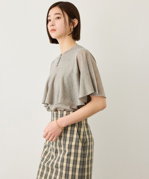 ROPE'（ロペ）の「LEVITA ティアードフリルニットプルーオーバー/接触冷感・イージーケア（Tシャツ/カットソー・レディース・ブラック/ベージュ/レッド・F）」の18枚目の写真