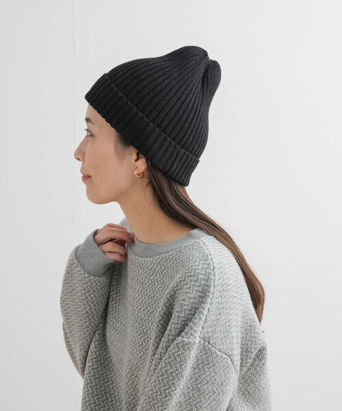 URBAN RESEARCH DOORS（アーバンリサーチドアーズ）の「コットンリネンニットキャップ（ニットキャップ/ビーニー・レディース・IVORY/GREGE/BLACK・one）」の12枚目の写真