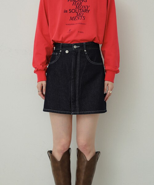 SENSE OF PLACE by URBAN RESEARCH(センスオブプレイスバイアーバンリサーチ)の「シシュウデニムミニスカート(デニムスカート・レディース・ONE WASH/L.INDIGO・S/M)」の13枚目の写真