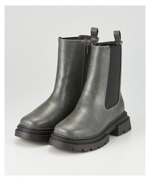 nissen（ニッセン）の「暖か裏側エコファーボリュームソールサイドゴアミドルブーツ（ワイズ３Ｅ）（低反発中敷）（ブーツ・メンズ・黒/アンティークグレー/オリーブ・22.5cm/23.0cm/23.5cm/24.0cm/24.5cm/【不要】25.0cm）」の11枚目の写真